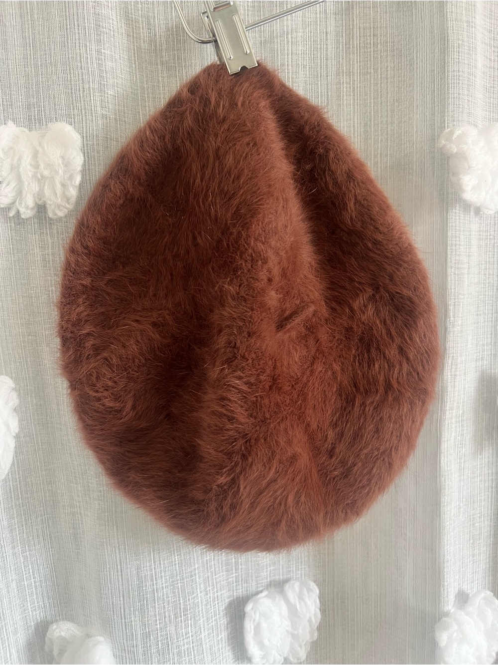 Faux Fur Beret - Rust Brown